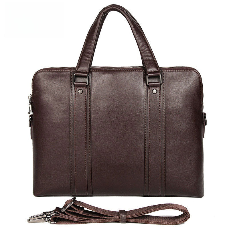 Business Leather Handbag for Men with Laptop Compartment
