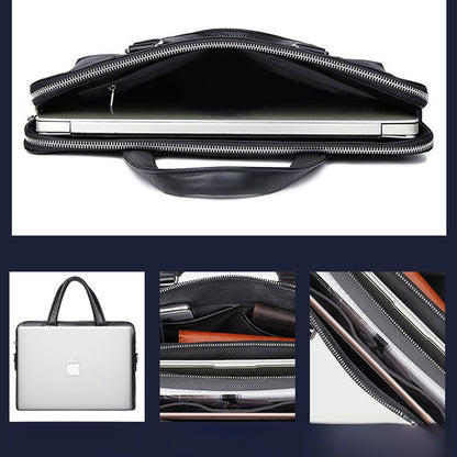 Business Leather Handbag for Men with Laptop Compartment