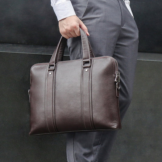 Business Leather Handbag for Men with Laptop Compartment