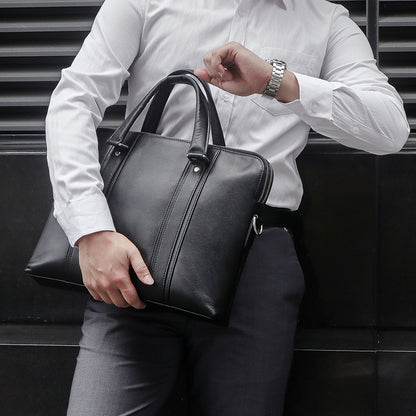 Business Leather Handbag for Men with Laptop Compartment