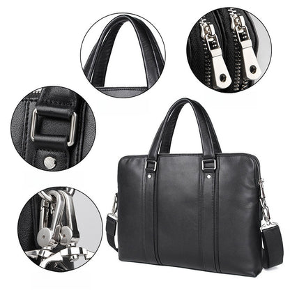 Business Leather Handbag for Men with Laptop Compartment