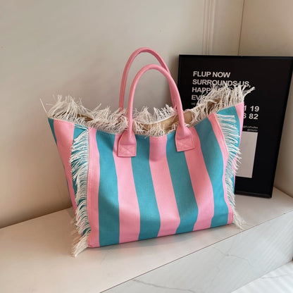 Letter Tassel Canvas Bag