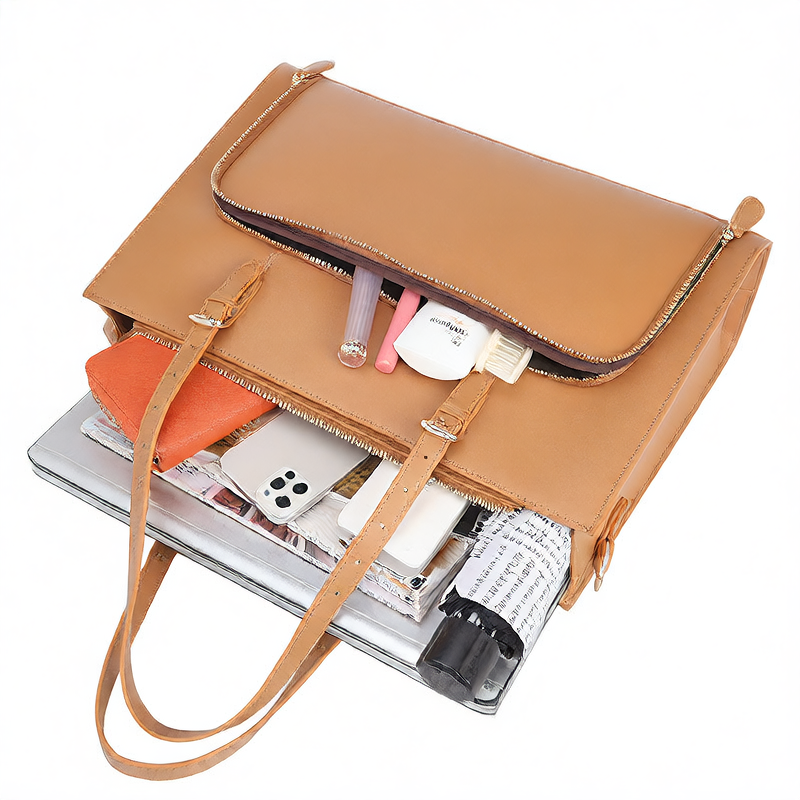 Genuine Leather Tote Bag for Women, Large Capacity Fashionable Shoulder Bag