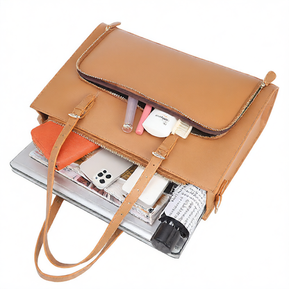 Genuine Leather Tote Bag for Women, Large Capacity Fashionable Shoulder Bag