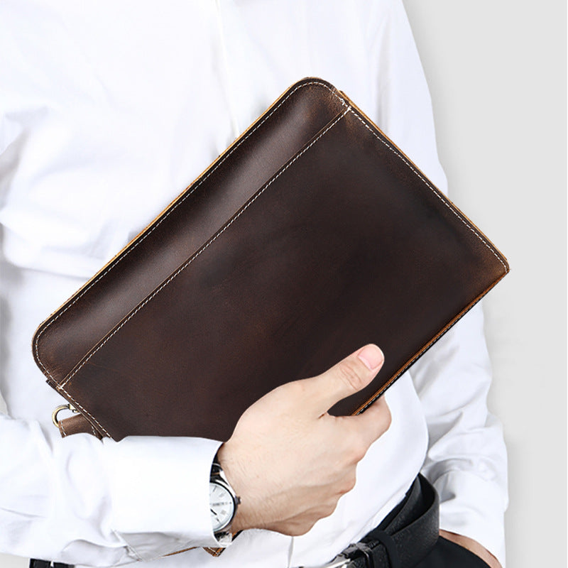 Men's Leather Hand Carry Clutch Bag