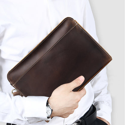 Men's Leather Hand Carry Clutch Bag