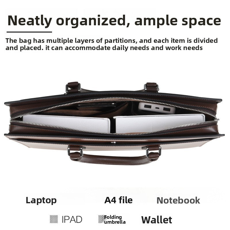 Mens Genuine Leather Business Briefcase