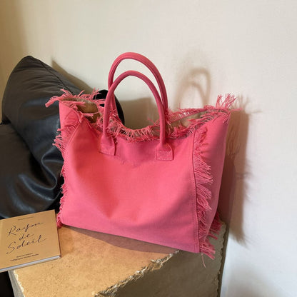 Letter Tassel Canvas Bag
