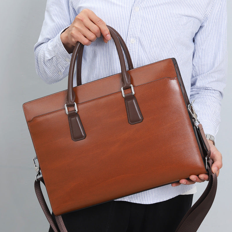 Mens Genuine Leather Business Briefcase